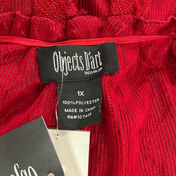 Objects D’art Slinky Red Sheer Blouse Size 1X - Picture 7 of 7
